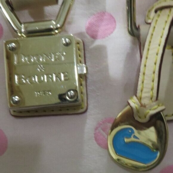 Dooney & Bourke Small Pink Canvas Polka Dot Shoulder crossbody Bag Vintage Y2K - Picture 7 of 15